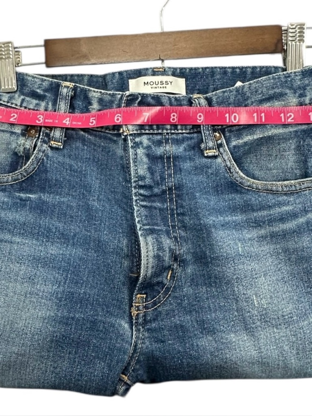 Moussy Vintage Rhett Slim Tapered Jeans 26 Medium Wash Blue Denim - Picture 5 of 8